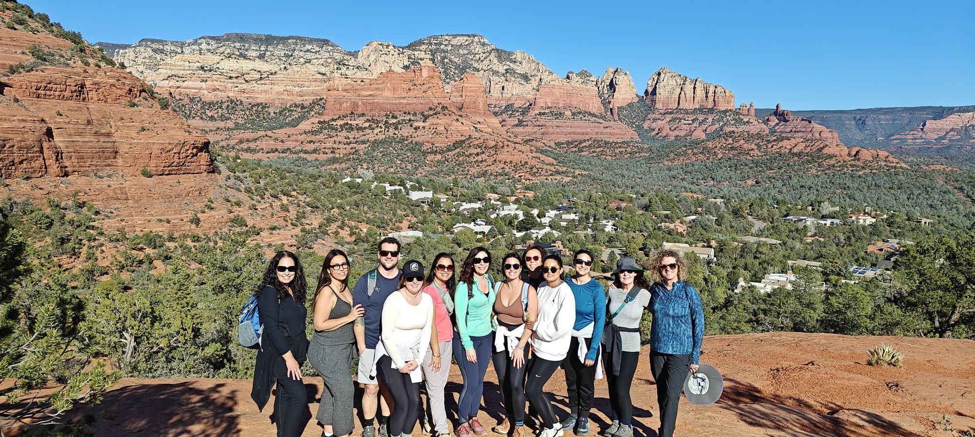 The group on the red rocks after the hike
